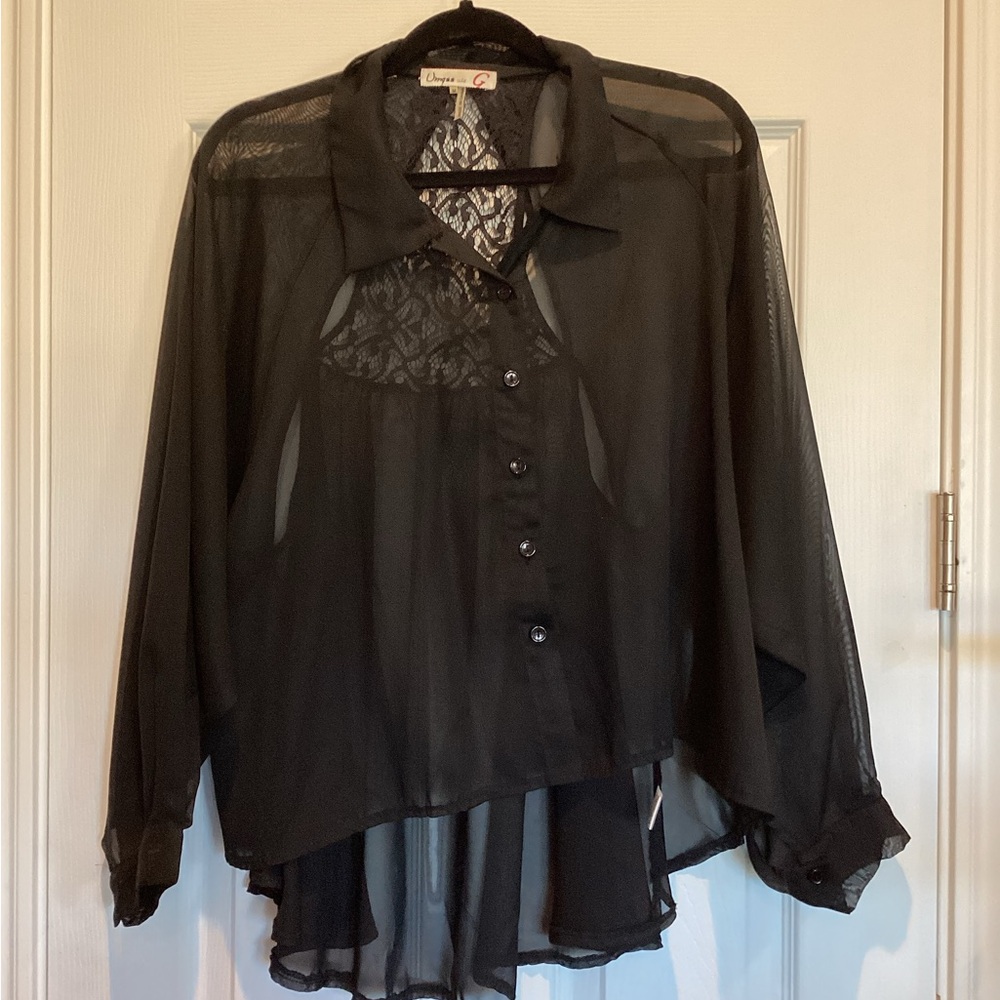 Umgee Black Sheer Blouse